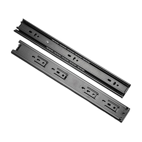 VIRELLO Rieles deslizantes silenciosos de 3 secciones, rodamientos de bolas extendidos de 40 mm de ancho para un funcionamiento suave y silencioso, paquete de 2 resistentes con tornillos