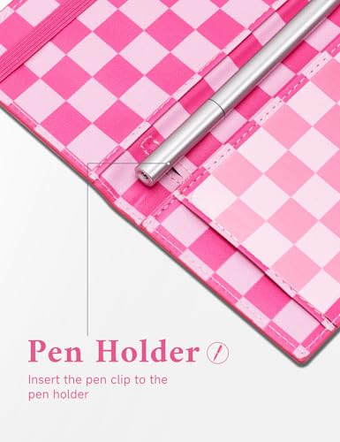Image of Zreal Checkbook Cover for Men & Women Snakeskin Pattern, Pink Checkered, 7 x 3.7 x 0.35 inches, Minimalist