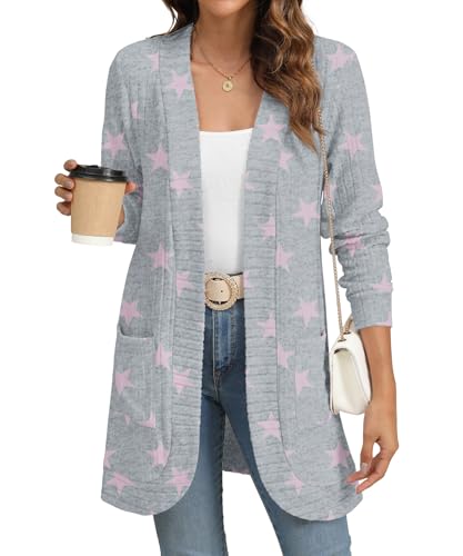 Image of YSYOKOW Cardigan Sweaters for Women Long Sleeve Open Front with Pockets | Long Cardigans for Women Lightweight Soft Casual Dressy Loose Fit Cardigan Sweater with Pockets for Work and Office