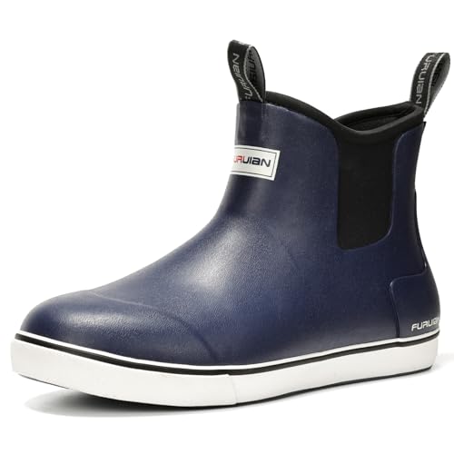 Image of Furuian Men's Deck Boots Waterproof Ankle Rain Boots Fishing Boots