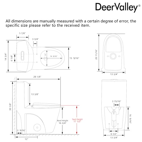 Image of DeerValley One-Piece Modern Toilet with Comfort Height | Elongated Bowl & Dual Flush | Seat Included