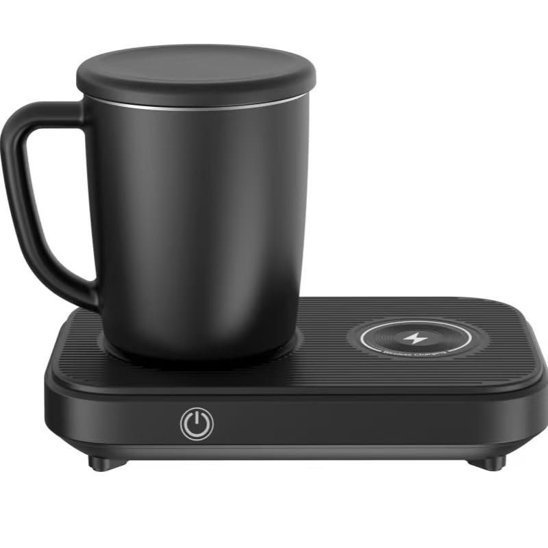 Taza térmica 3 en 1 con cargador inalámbrico de 15W y enfriador de café para escritorio de oficina