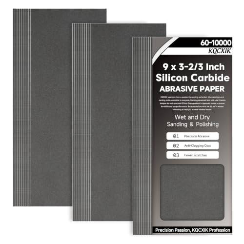 KQCXIK Premium 30-Sheet 800 Grit Wet Dry Sandpaper 9 x 3-2/3 Inch