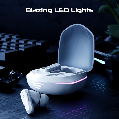 Image of Boat Immortal 181 in Ear TWS Gaming Earbuds with up to 40 hrs Playtime,Quad Mics with ENx Tech,Beast Mode with 40ms Latency,ASAP Charge,IPX4,IWP, RGB LED Lights, BTv5.3(White Sabre)