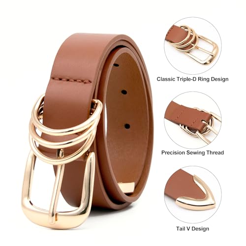 Long Keeper Women Leather Belt Fashion Ladies Waist Belt for Pants Jeans Dresses With Gold Buckle Vegan Leather Casual Belt2