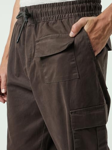 Image of Bewakoof Men's Oversized Fit Mid Rise Cargo Trousers|Loose Fit Street-Style Comfort | Utility Pockets | Everyday Wear
