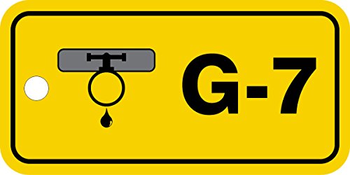 Tag G-7 Gas Accuform TDF407VPM étiquette signalisation plastique jaune 5x