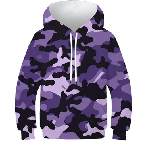 Hoodie camouflage enfants 13-15Y sweat à capuche imprimé 3D avec poches