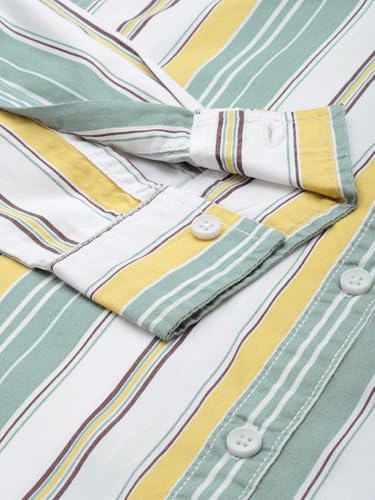 Image of The Indian Garage Co Men Regular Fit Striped Full Sleeves Cutaway Collar Casual Shirt