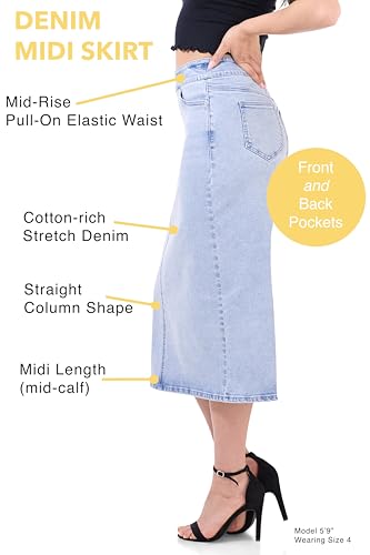 Women’s Pull-On Stretch Denim Skirt – Soft Jean Fabric, Slim Fit, High Rise, Everyday Casual Style4