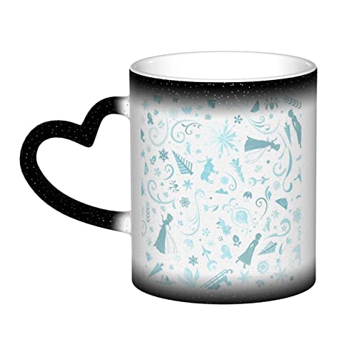 アナと雪の女王 エルサ アニメ マグカップ 変色カップ 耐熱マグカップ コーヒー グッズ 陶器 魔法の色を変えるカップ 温感変色 軽量 大容量 330ml グッズ キャラクター Black