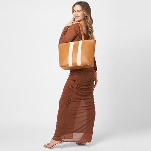 Image of Caprese Evelyn 15.6-Inch Laptop Compatible Large Tote Bag for Women | Stylish, Durable, and Spacious with Multiple Compartments, Back Zipper Pocket for Work, Travel, and Everyday Use