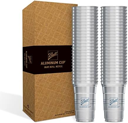 Ball Aluminum Cup Recyclable Party Cups, 9 oz. Cup, 50 Cups Per Pack