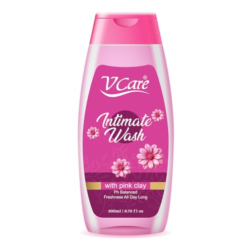 V Care Intimate Wash with Pink Clay 200ml - pH Balanced Soothing & Purifying Freshness All Day Long Gentle Cleanser for Sensitive Skin