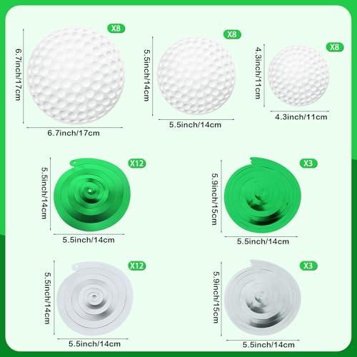 Image of 54Pcs Golf Hanging Swirls Party Decorations Golf Theme Birthday Party Decorations Supplies Golf Cutouts Foil Streamers Wall Ceiling Hanging Decor for Kids Boys Men