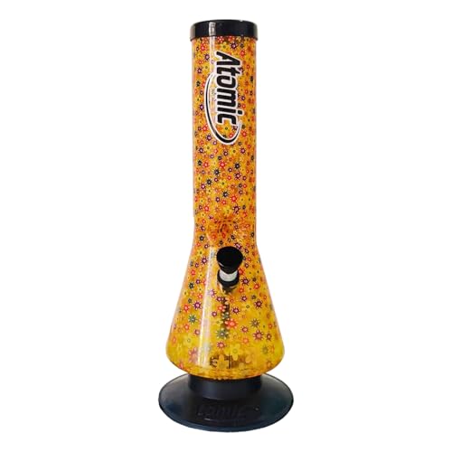 Atomic Acrylic 30cm Power of the Flower Ice Waterpipe bong manufactured by Chongz UK Stands approximately 30cm tall (Gold)