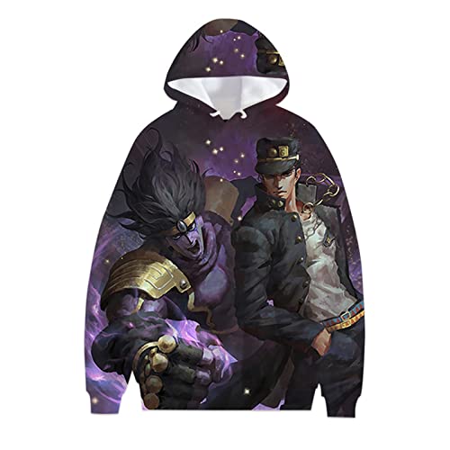 JoJo's Bizarre Adventure Sudaderas con Capucha Harajuku Casual Jojo Kujo Jotaro Sudadera con Capucha Estampada en 3D de Manga Larga para Unisex Cover