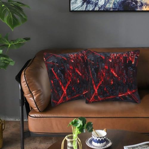 TZTTZT Throw Pillow Covers Set of 2, Cyberpunk Cityscape Lights Pillow Covers 12x12 Inch, Soft Cushion Case Decorative Pillow Cover Cases for Couch Bed Sofa Living Room Farmhouse - Image 4