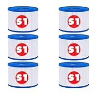 KGC 6 Stück S1 Filter Pool, 10.6cm x 4.5cm x 7cm, S1 Filterkartusche Whirlpool,Aufblasbare Whirlpool-Filter kompatibel, Poolfilter für Intex PureSpa Typ S1, Whirlpool Filter für 29001E Spa