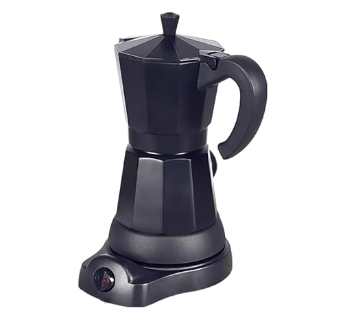 InSyoForeverEC Elektrische Kaffeemaschine 300ml Espressokocher 6 Tassen Mokka Espresso Kocher mit separatem Boden Espressomaschine Aluminium Schwarz