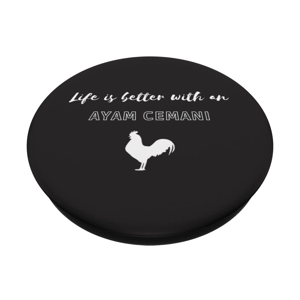 Life Is Better With An Ayam Cemani Black Chicken PopSockets Swappable PopGrip - Image 2