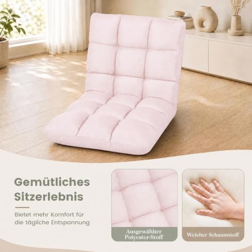 RELAX4LIFE Bodenstuhl Klappbar, Bodensessel mit Verstellbarer Rückenlehne & Liegefunktion, Bodensitz gepolstert in Leinenoptik… – Ansicht 3