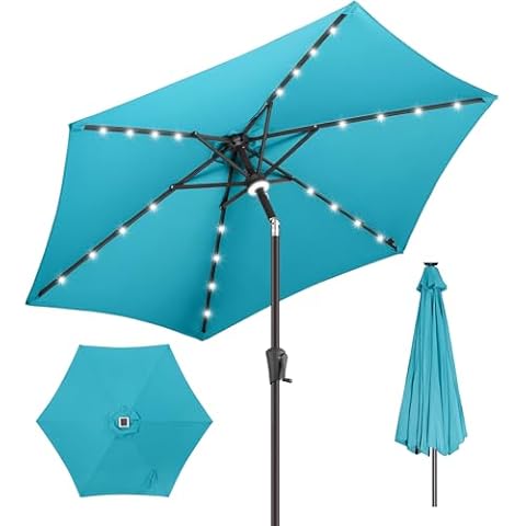 FLAME&SHADE 7.5 ft Solar Umbrella Cover