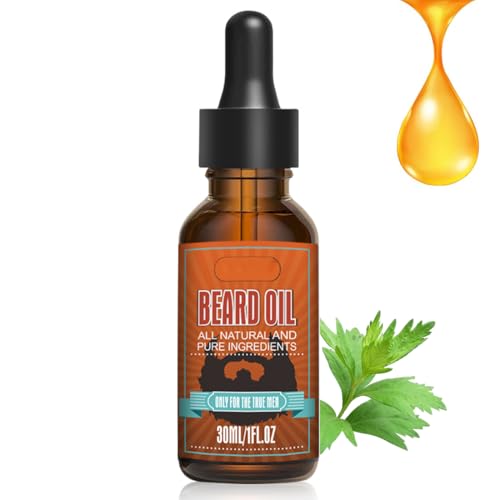 Teegxddy Set di cura con olio per Barba - 30 ml di olio per la Crescita dei peli della Barba, Stimola la Crescita dei Baffi e dei Capelli, Regali per Uomini e Padri