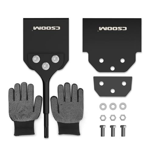 CSOOM 100mm SDS-Plus Spachtelmeißel inklusive 125mm Ersatzklinge, Schrauben und Ein kostenloses Paar rutschfeste Handschuhe - Bodenschaber für Abziehen von Fußbodenkleber