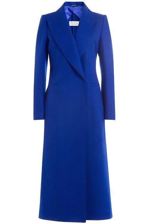 Patakadevi Women’s Long Wool Coat Winter Stand Collar Single Breasted Woolen Jacket for Cold Weather (P Blue)