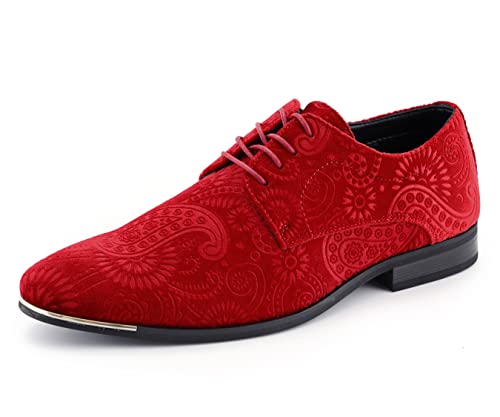 Amali Chadwick, Mens Dress Shoes - Lace Up Oxford Shoes for Men - Tuxedo Shoes, Paisley Pattern, Metal Tip, Mens Designer Shoes