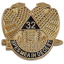 32nd Degree Scottish Rite Masonic Lapel Pin - [Gold & Black][3/4 Tall]