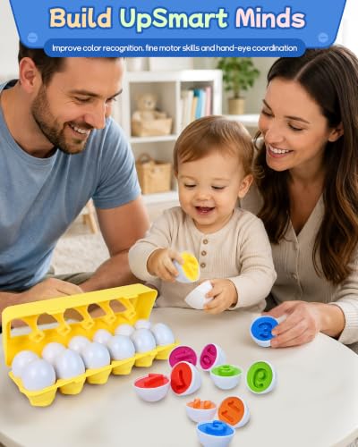 Image of Tinabless Matching Eggs, 12-Piece Number Matching Toy for Toddlers 1-3 | Number Recognition, Counting Practice, Fine Motor Skills, Matching Puzzle for Toddlers 18 Months+