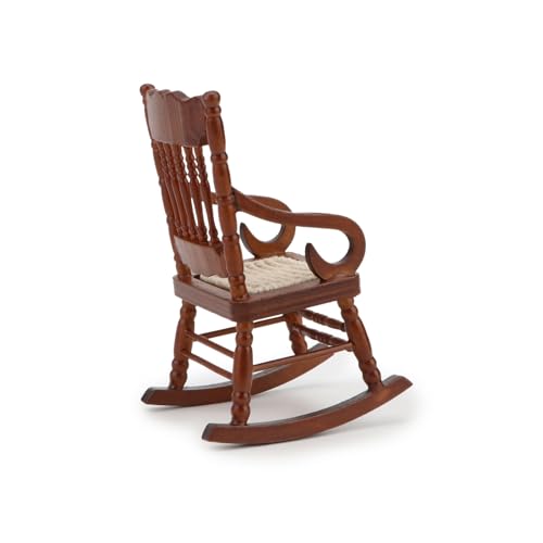 Dollhouse Chairs 2PCS Miniature Rocking Chair 1:12 Scale Wooden FurnitureAccessories Tiny Mini House Home Outdoor Decoration ModelLiving Room Scene Christmas Craft Displays (Brown) by Cutemini - Image 4