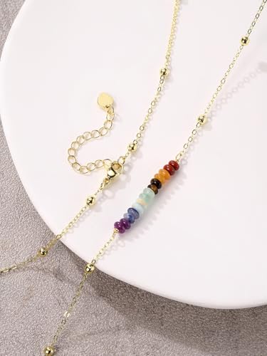 Top Plaza 7 Chakra Crystal Necklace for Women Tiny Natural Gemstone Beads Necklace 14K Gold Plated Healing Stone Necklace Yoga Meditation Jewelry Birthday Gifts4
