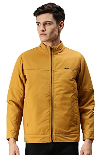 Image of SHOWOFFFF Men Solid Front-Open Jacket | Stand Collar Full Sleeves Nylon Jacket's for Mens | Slim Fit Regular Length Jackets for Men's