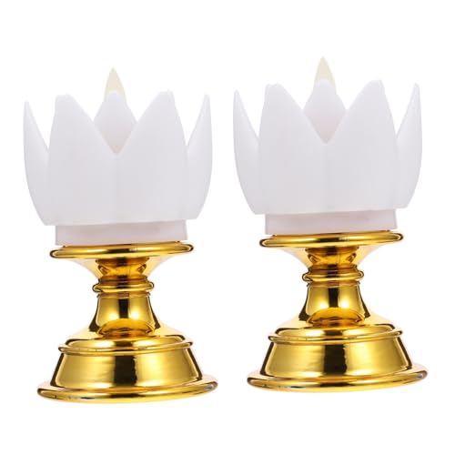 2 Lámparas de loto LED budistas sin llama para decoración del hogar