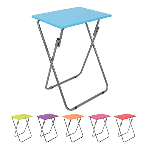 thesecrethome.es Mesa Plegable Portatil de Madera Multifuncional Rectangular pequeña Colores - Largo 48 x Ancho 38 x Alto 66 cm | Ideal para terraza, balcón, Camping, jardín, Mesa Auxiliar (Azul)