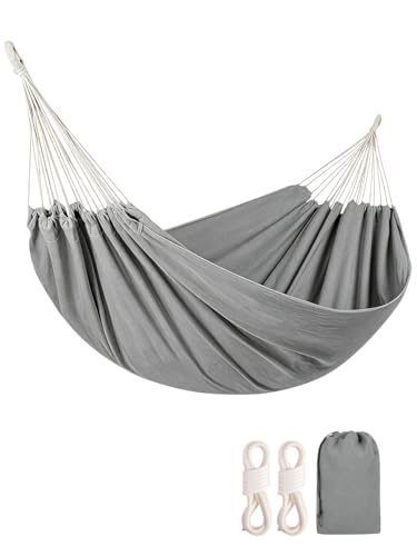 Hamaca Colgantes para Adultos,Amaca para Adulto Matrimonial,Amaca Portatil Resistente y Única para Decoración y Descanso,Capacidad de Carga Máxima 475lbs,Ideales para Interiores y Exteriores(Gris)