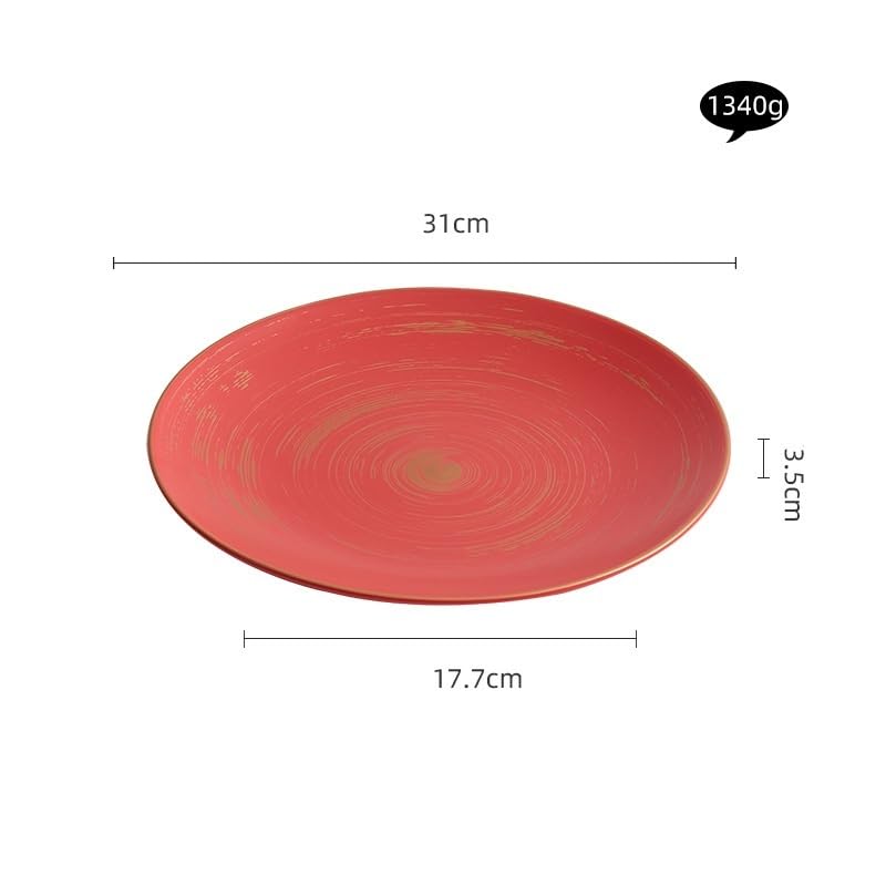 Talerz do serwowania Płyta glazurowana Talerz ceramiczny talerz obiadowy Kreatywna zastawa stołowa Okrągły talerz Western Food Plate Miska do jedzenia(L)