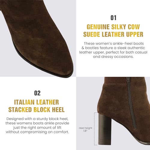 JATAREA Ankle Boots for Women - Stylish Leather with Block Heel - Comfortable & Easy Wear Womens Bootie - Cushioned Insole for Comfort - Fashionable and Versatile Design - MITA, REKHA & SHOKHI4