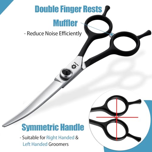 Dream Reach 6 Inch Professional Curved Dog Scissors with Ergonomic Handle 440C Stainless Steel Safety Fur Scissors for Dogs Cats Cutting Black - Image 4