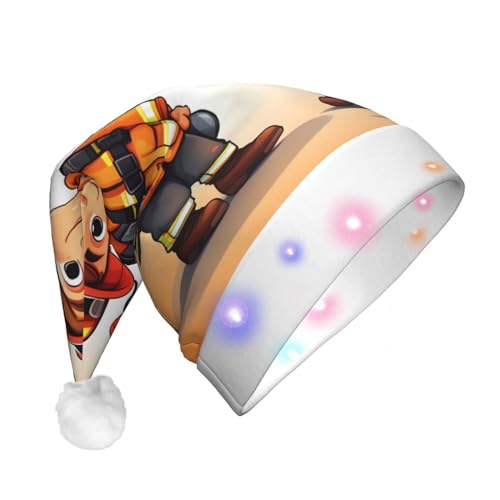 Sombrero de Navidad iluminado, sombrero de Papá Noel, sombreros divertidos para fiestas de adultos, niños y niñas en bomberos