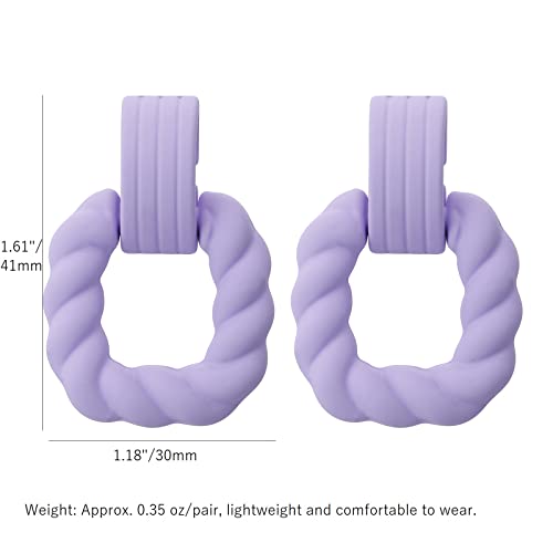 Ruoffeta Rectangle Earrings For Women, Acrylic Square Earrings Twisted Geometric Statement Earrings (Lavender) #TOP3