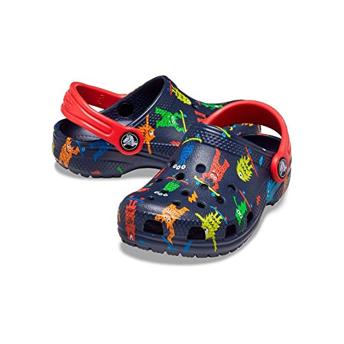 Image of Crocs Unisex-Child Kids' Classic Graphic Clog, Navy, 6 Toddler