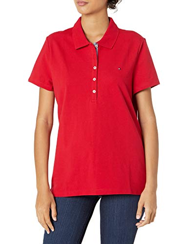 Image of Tommy Hilfiger Solid Short Sleeve Polo Scarlet MD (US 8-10)