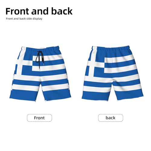 Greek Flag Youth Beach Pants, Soft and Breathable, with Drawstring Waist, Suitable for Sports and Leisure.2