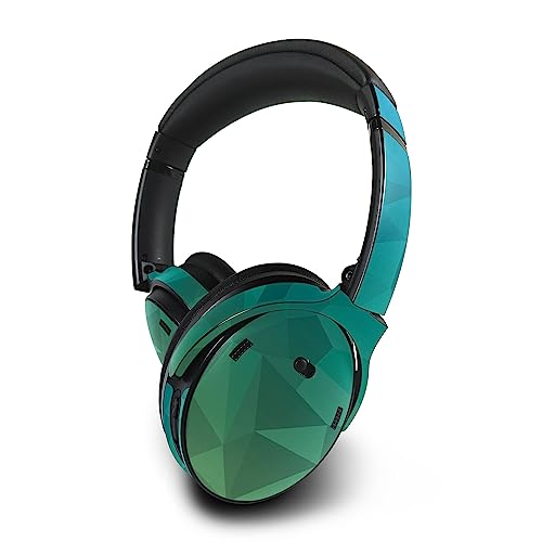 Image of MightySkins Skin Compatible with Bose QuietComfort 45 Headphones Blue Green Polygon | Protective, Durable, and Unique Vinyl Decal wrap Cover | Easy to Apply | Made in The USA