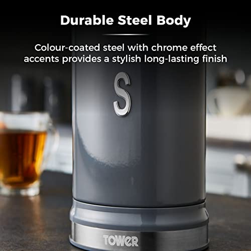 Tower Belle Set of 3 Canisters, Tea/Coffee/Sugar Storage, Graphite, Steel, Grey - Cosy Home Interiors Tower Belle Set of 3 Canisters, Tea/Coffee/Sugar Storage, Graphite, Steel, Grey - Image 4