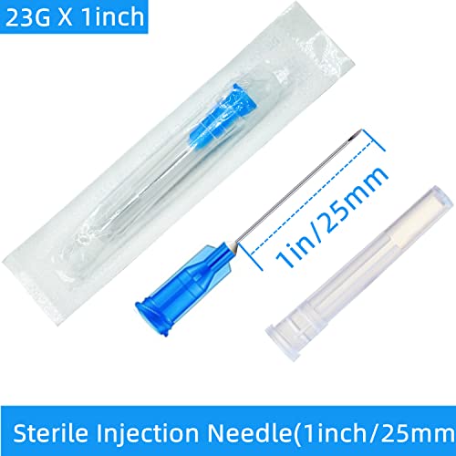 Image of 300 Pack 23Ga 1Inch Sterile Disposable Injection Needle with Cap for Scientific and Industrial Dispensing Needle Accessories